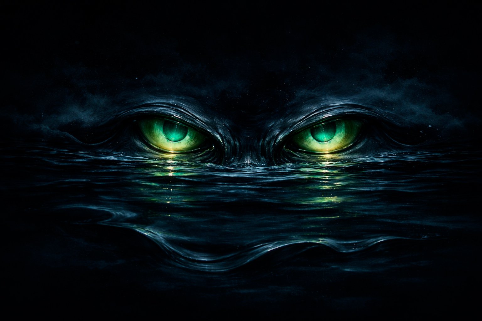 bucca sea spirit presence emerging from dark water glowing eyes cornish folklore