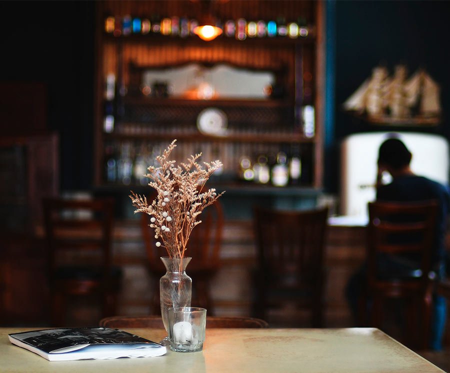Traditional Cornish freehouse interior with warm rustic atmosphere